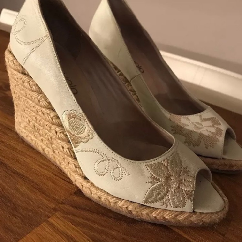 Women's Sandals Wedge Espadrille Ivory Size 7