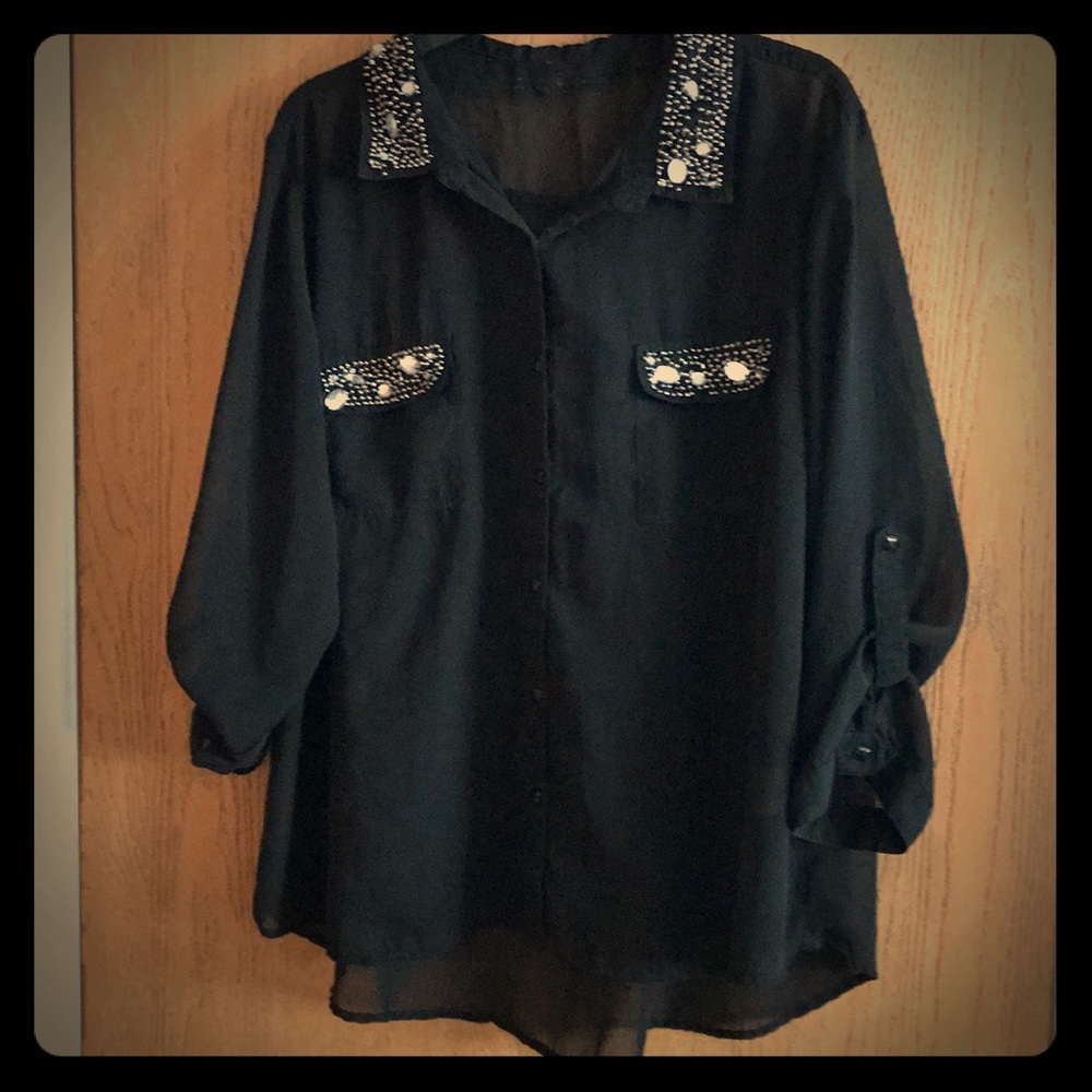 Black jeweled dress shirt
