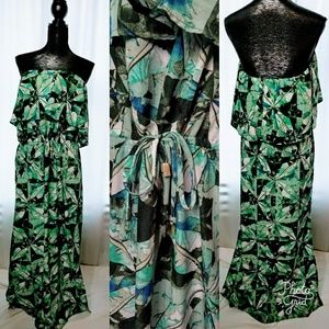 Tropical Ruffle Maxi Dress by Mossimo L
