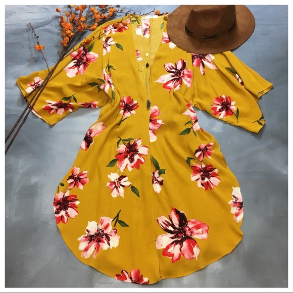 ✨LAST ONE✨Mustard floral long open cardigan - Picture 8 of 8