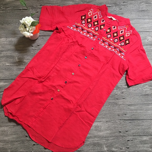 💕 Cotton & Linen Embroidered Shirt - Picture 2 of 4