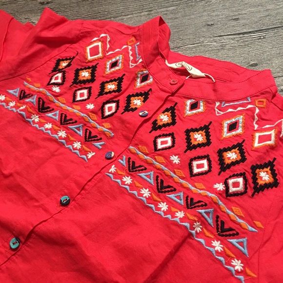 💕 Cotton & Linen Embroidered Shirt - Picture 3 of 4