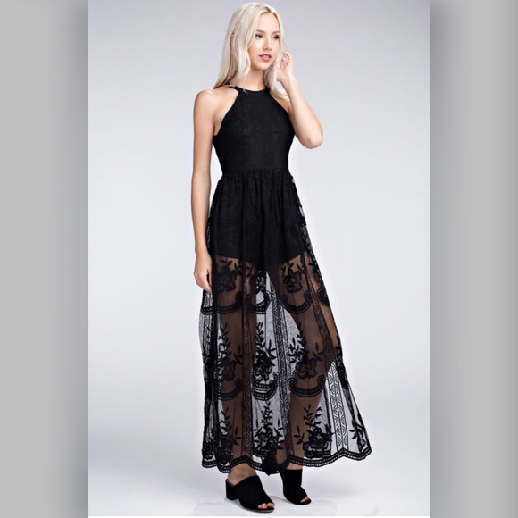 Nasha Halter Lace Maxi Dress - Picture 2 of 7