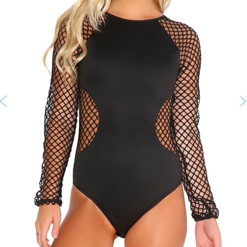 Black fishnet bodysuit