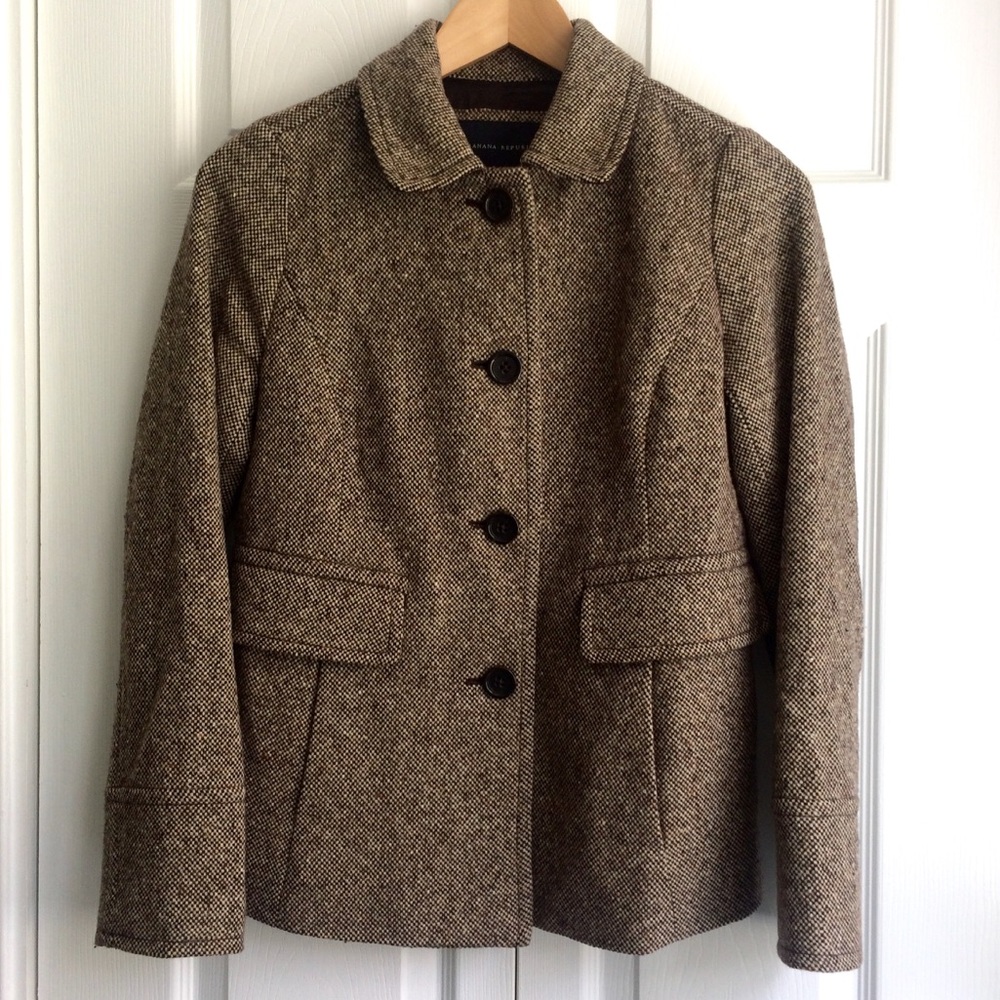 Banana Republic brown tweed military coat