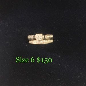 Women's 14k diamond engagement & wedding band set