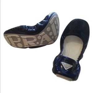 Prada size 38 blue patent flats size 38