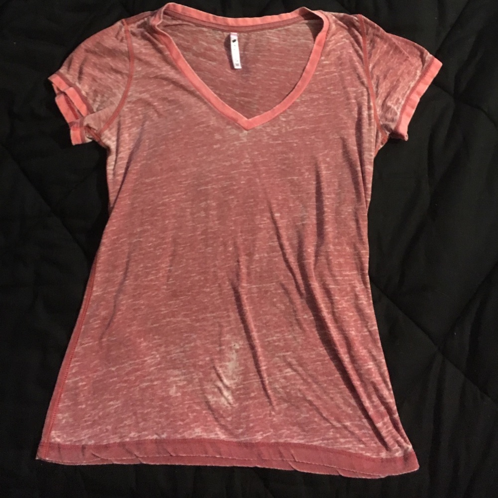Faded Red V Neck T Shirt