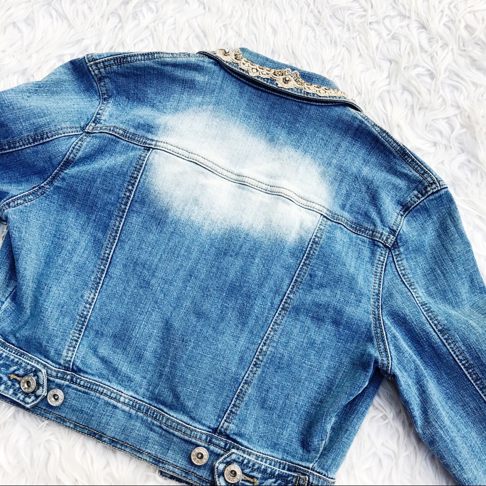 • Vintage • Crochet Detail Jean Jacket - Picture 2 of 4