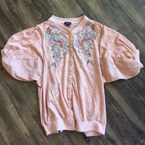 Blush Lulumari Knit Embroidery Sweater | Sz M