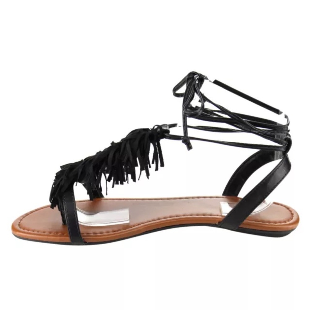 🌼5 for $25🌼 Black Fringe Sandals size 8 - Picture 4 of 7