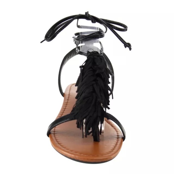 🌼5 for $25🌼 Black Fringe Sandals size 8 - Picture 3 of 7
