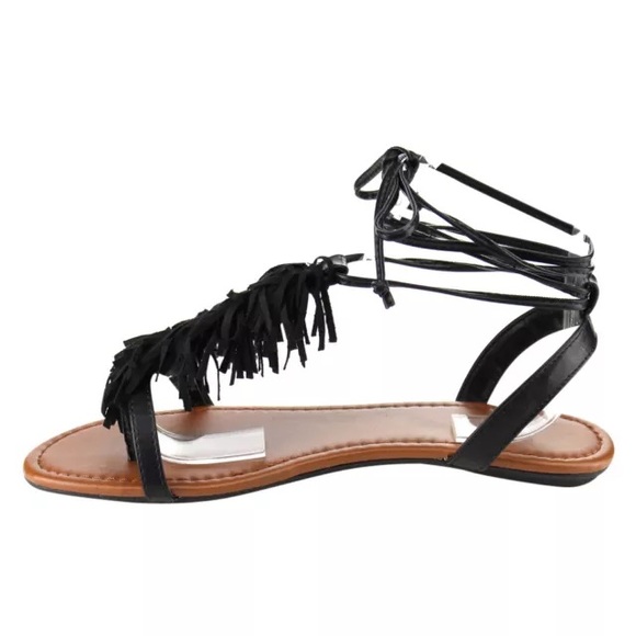 🌼5 for $25🌼 Black Fringe Sandals size 8 - Picture 4 of 7