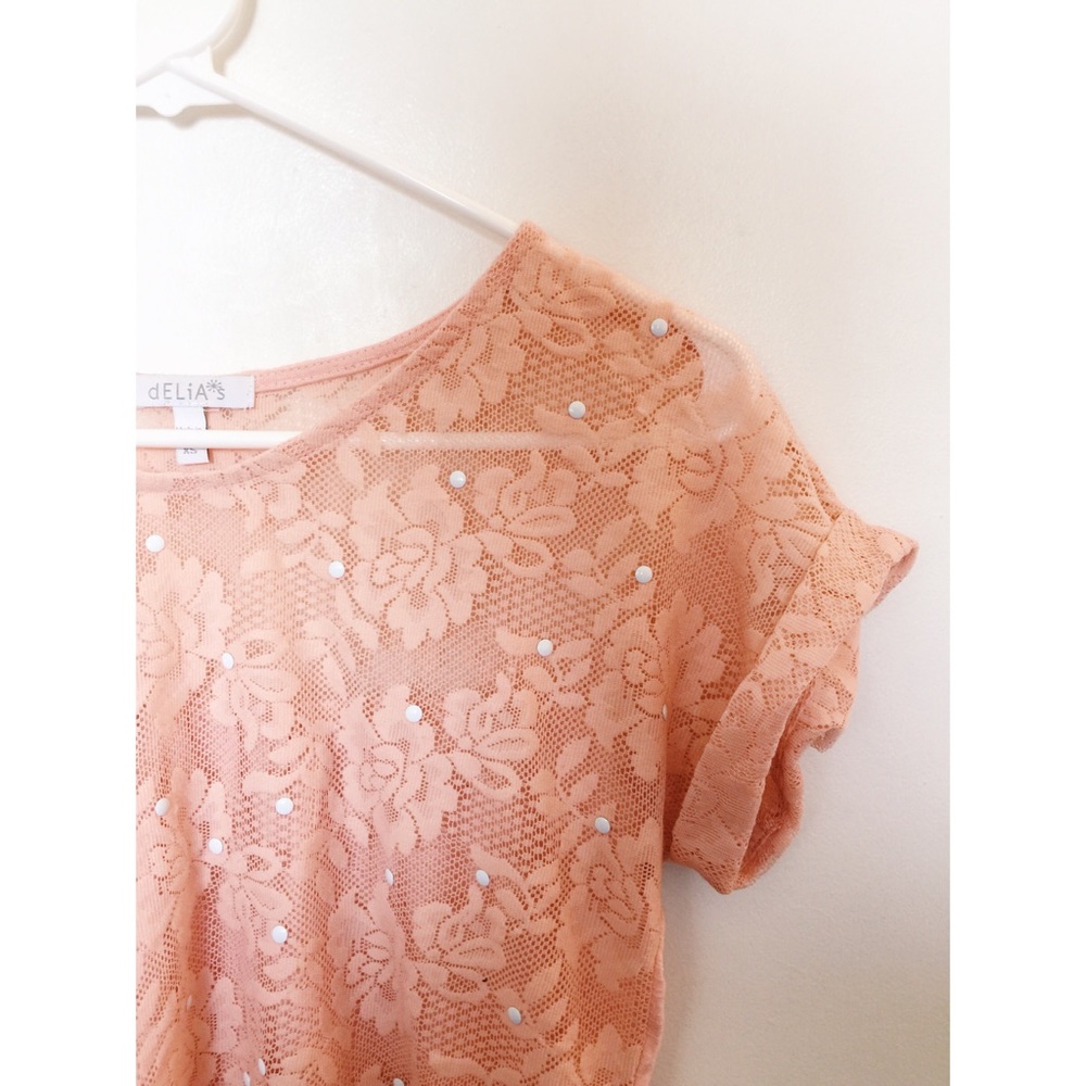 Light pink lace detail shirt