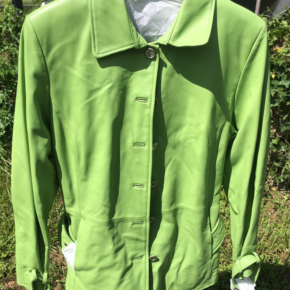 Leather Lime Green Jacket SZ M NWT Terry Lewis