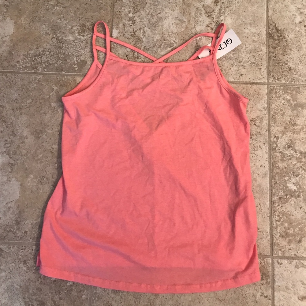 NWT coral tank with cris cross straps on the back