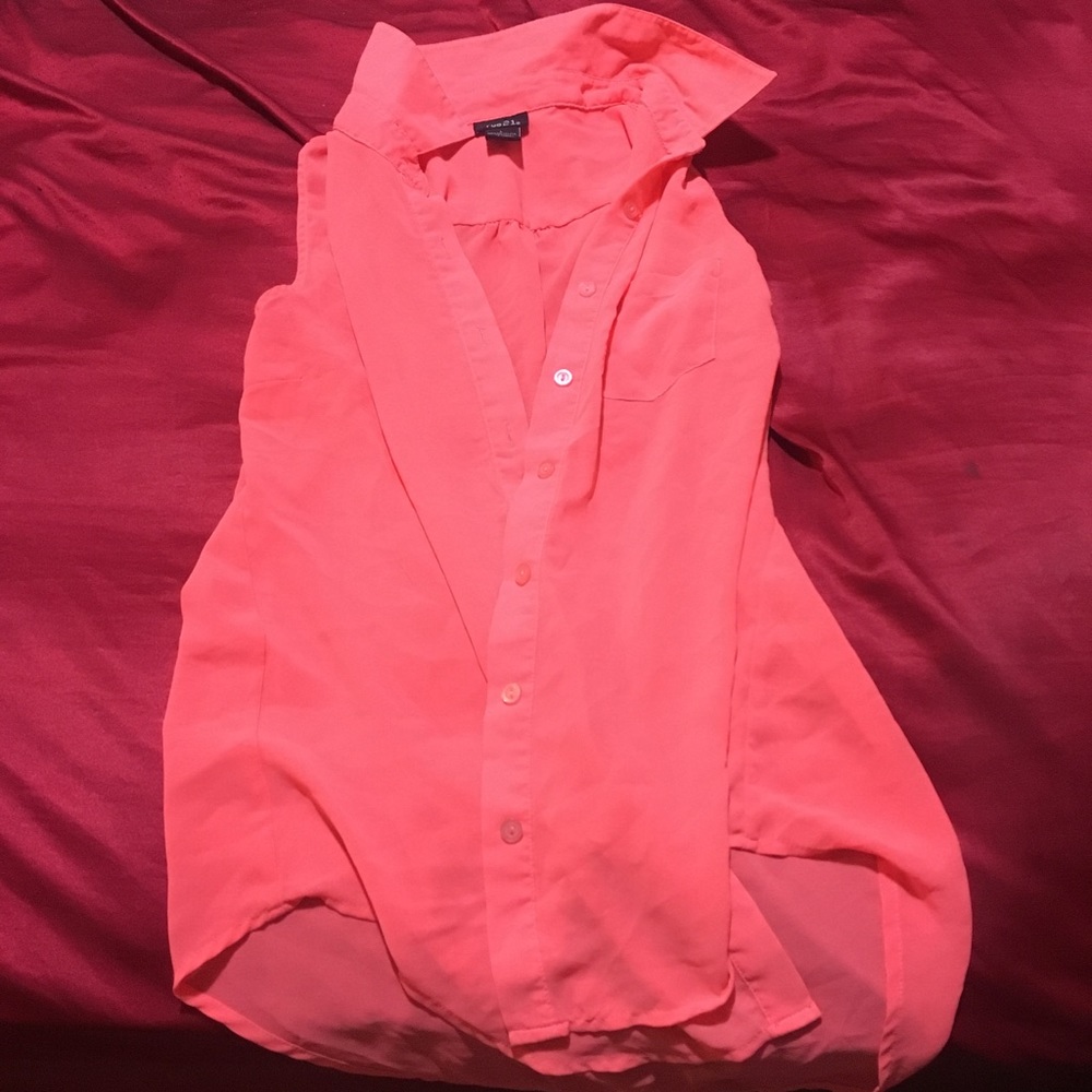 Bright coral button up