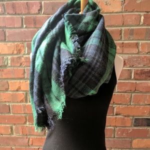 Extra Large Blue and Green Blanket Scarf