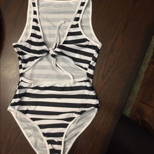 High-waisted stripe one piece swimsuit!