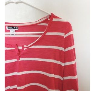 Pacsun Striped 3 quarter sleeve Henley top
