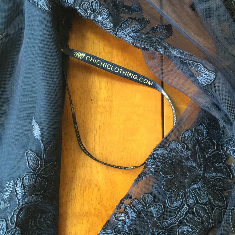 Bridesmaid, party dress, dark blue, lace, Tulle - Picture 4 of 7