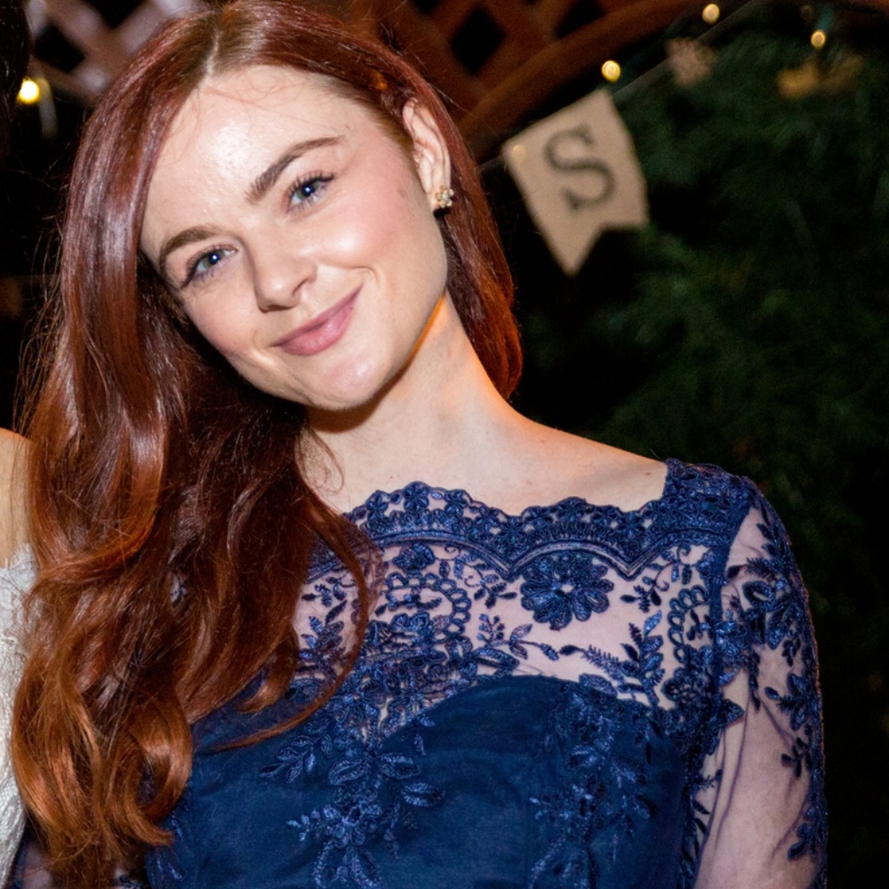 Bridesmaid, party dress, dark blue, lace, Tulle - Picture 6 of 7