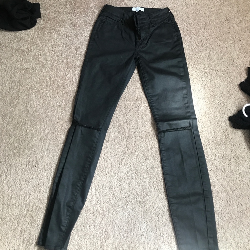 Kendall and Kylie Wax Coated Jeans