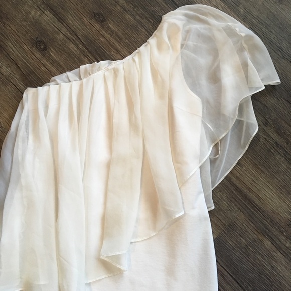 Beautiful White One-Shoulder Flowy Dress | Sz M - Picture 2 of 2