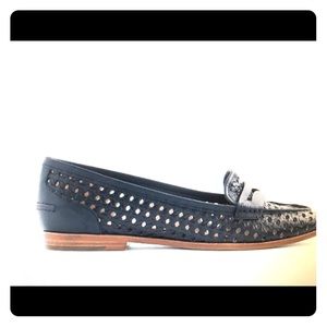 Jcrew NWT/box Collins woven-leather loafers- navy