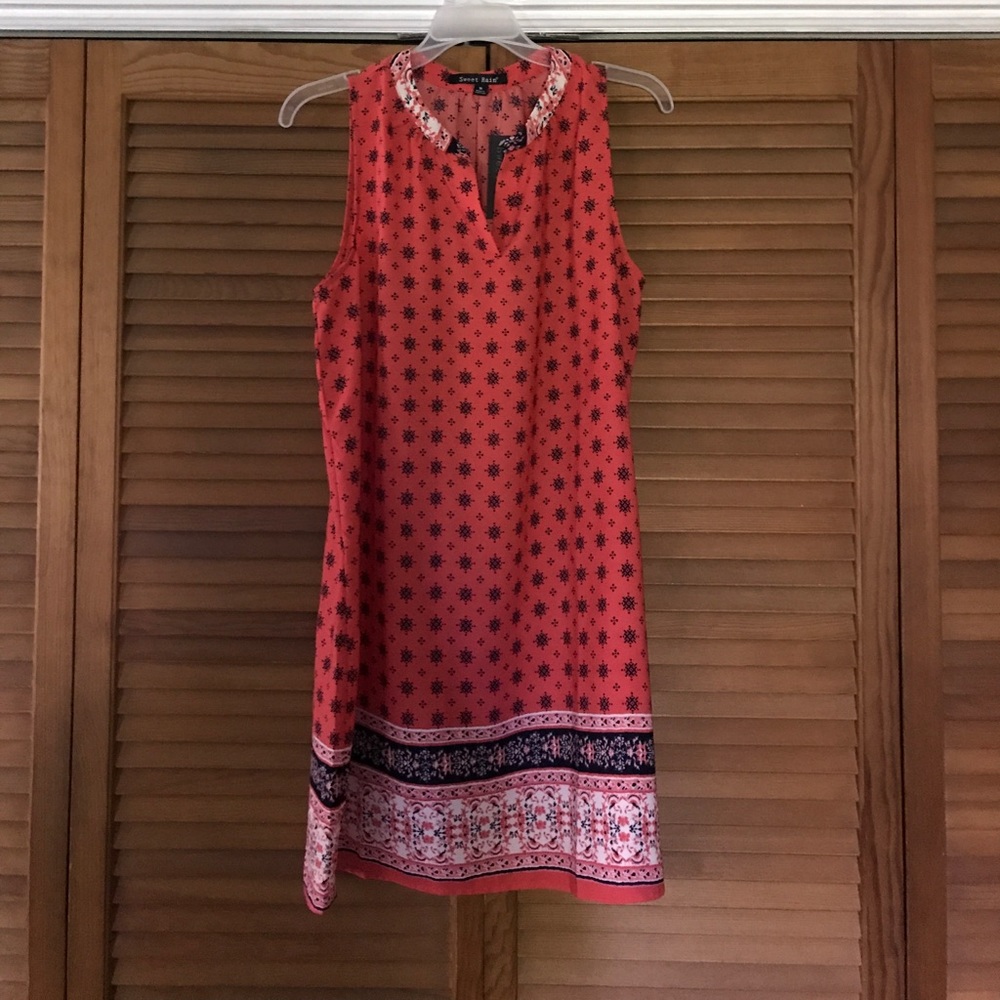 Sweet Rain pink and navy shift dress size M