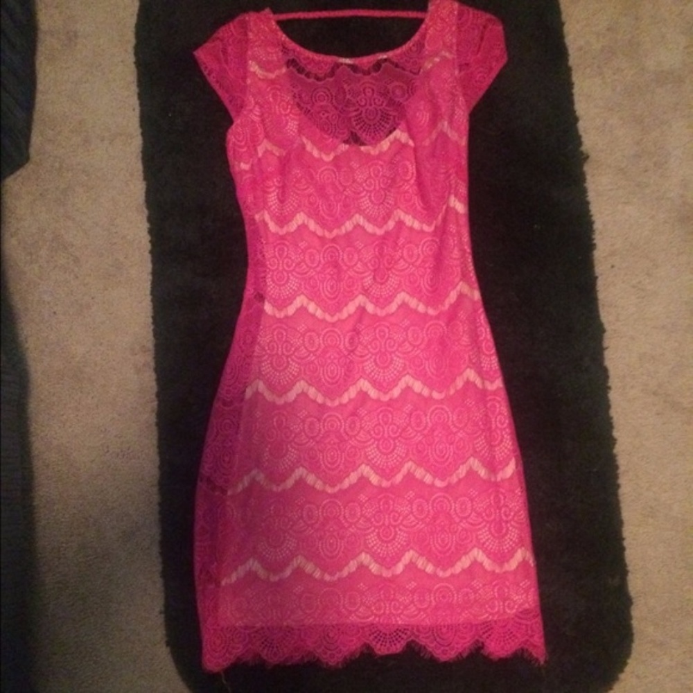 Bebe Pink Lace Dress