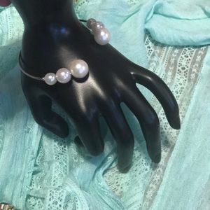 Bangle with faux pearls