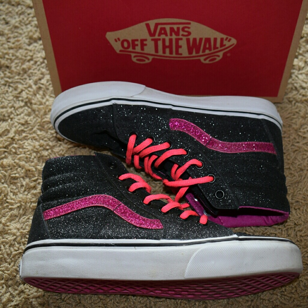 Vans | Sk8-Hi (glitter) Black/Pink | Kids Size 3