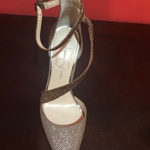 Jessica Simpson gold heels