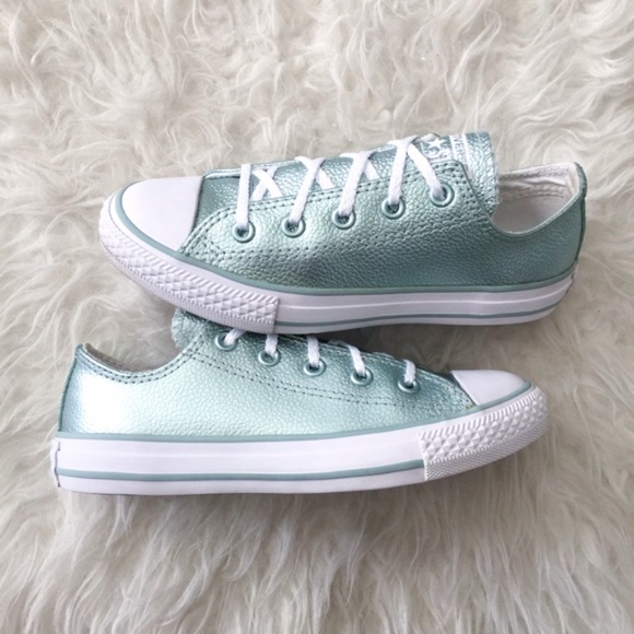 Converse Other - Girls metallic leather converse. Metallic blue