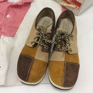 Deadstock Vtg kids suede patchwork shoes