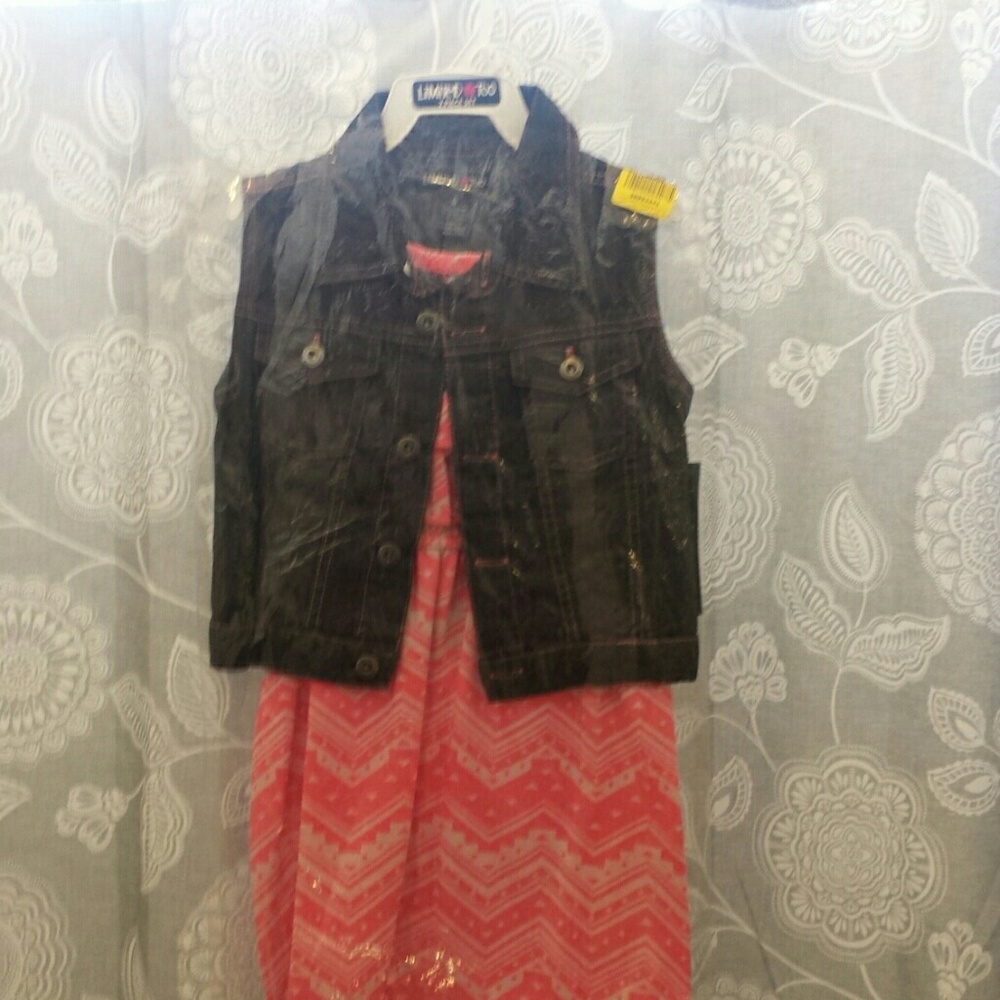 Size 6 casual dress with Jean vest cover up.