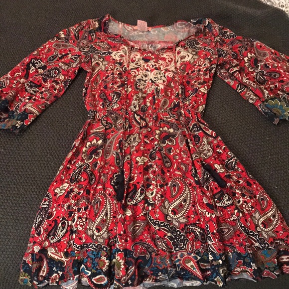 Flying tomato bell sleeved red paisley dress-S - Picture 1 of 2