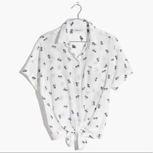 Madewell Tie-Front Shirt in Palm Tree