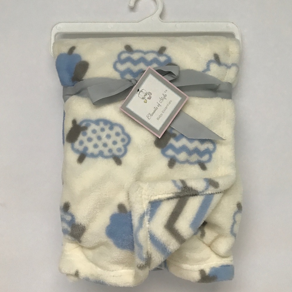 NWT Baby Blanket with Sheep and Chevron prints