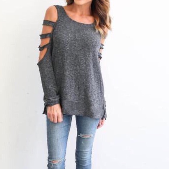Gray dark shoulder T shirt - Picture 2 of 3