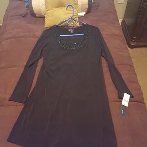 Black dress with beaded neck line