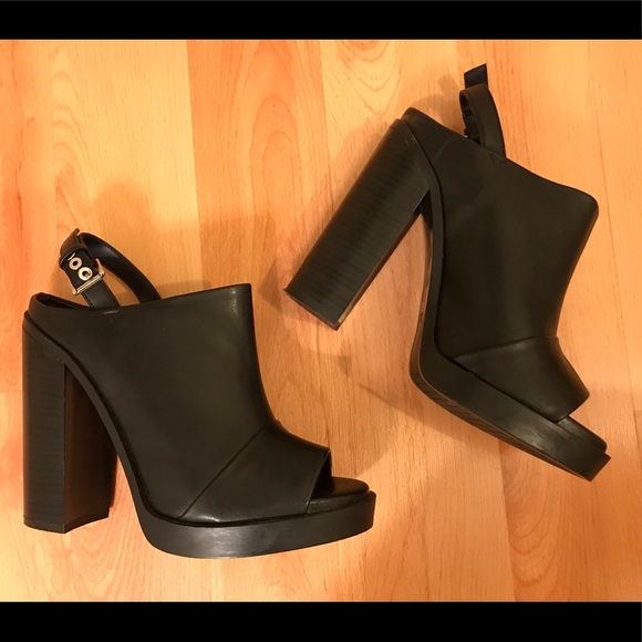 Zara Shoes - Zara Black High Heel Slingback Platforms