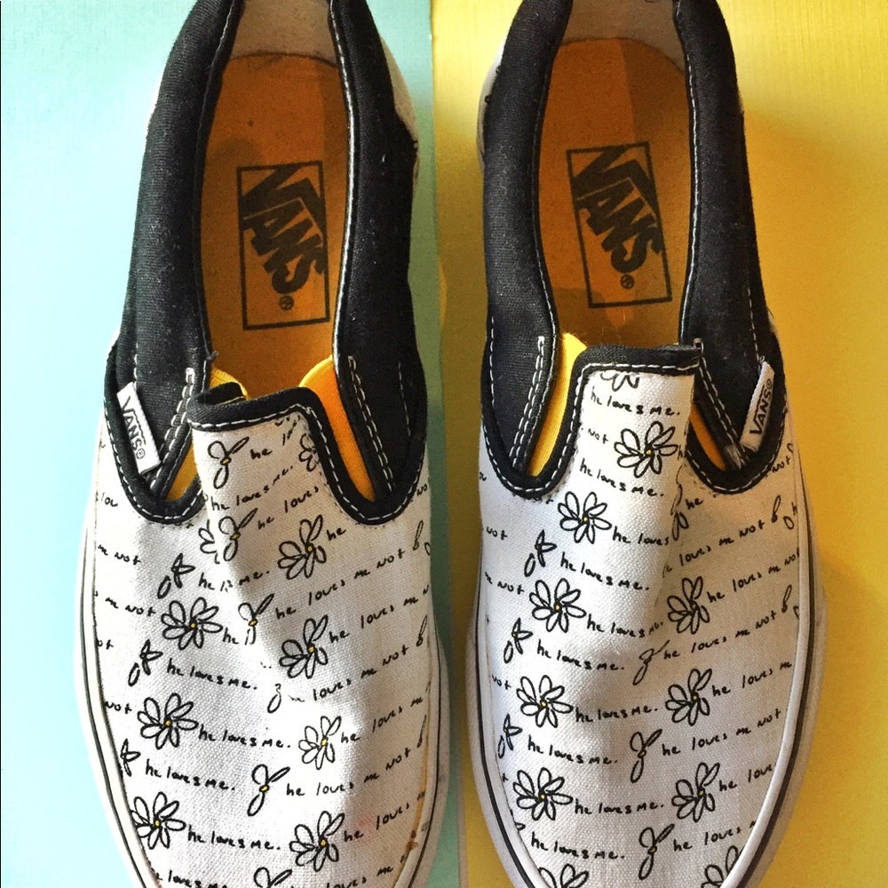 Vans Classic Slip-ons He Loves Me He Loves Me Not