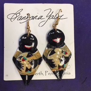 Hand painted people earrings in traditional garb