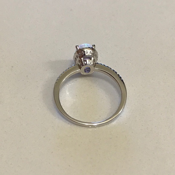 💕TOP SELLER💕 Silver White Lab Opal Ring with CZ, Silver Rings, Engagement Ring - Picture 7 of 7