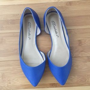 Pair of blue shoes. New