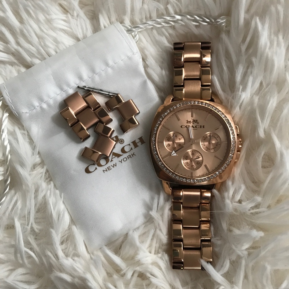 Rose Gold Coach Watch with adjusting links