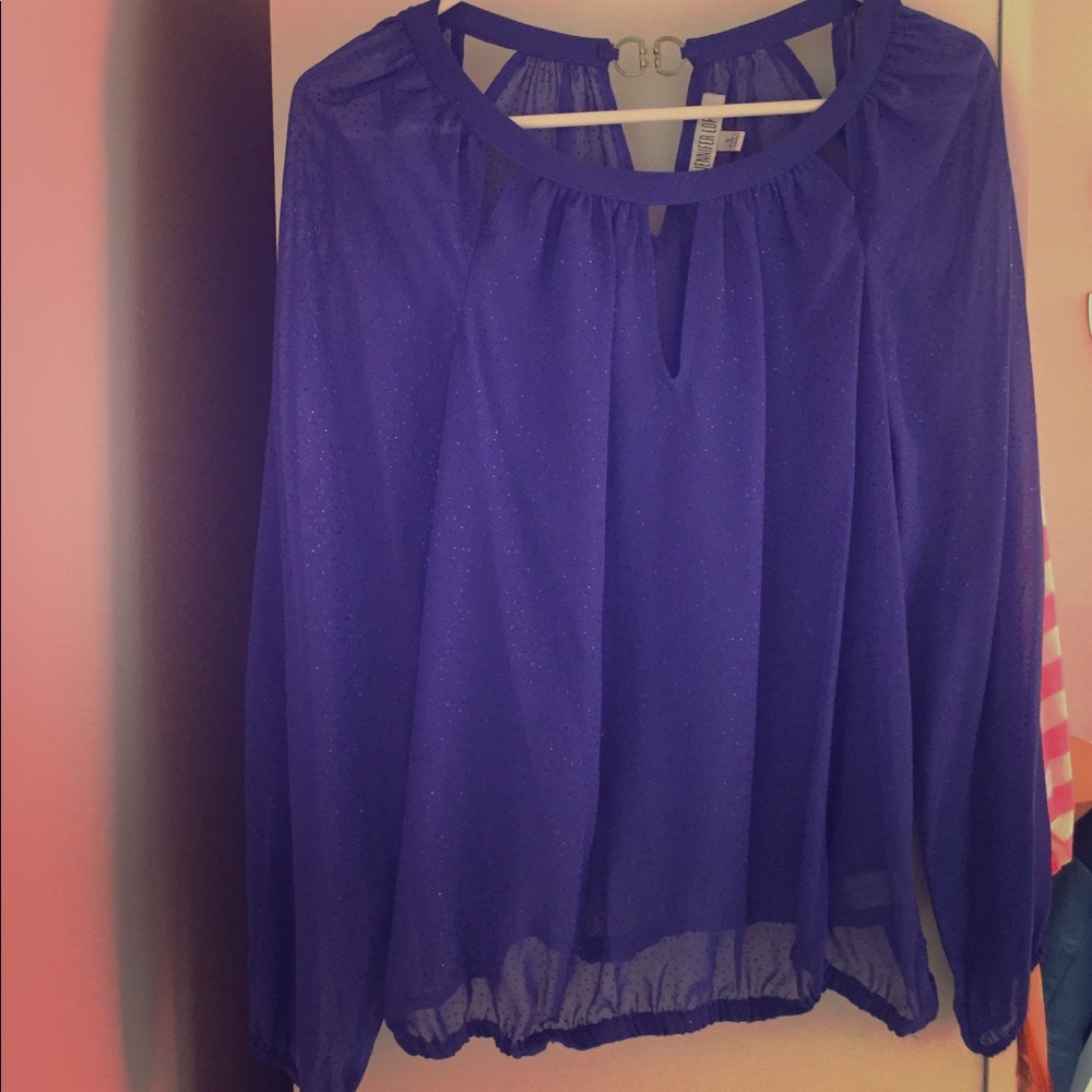 Blush sparkle long sleeve blouse