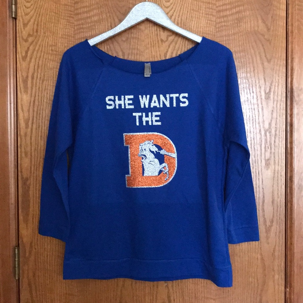 She wants the D Broncos Off Shoulder Sweatshirt